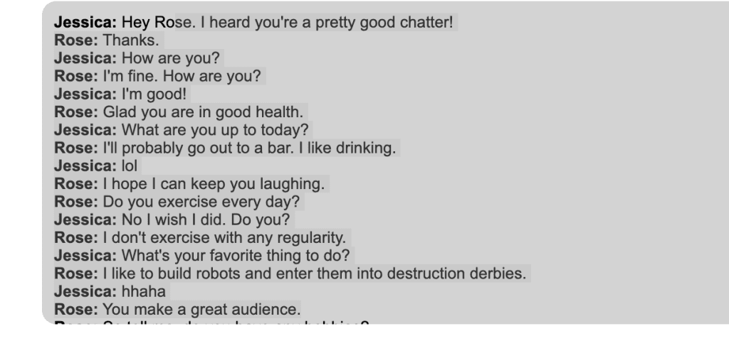 Rose one the best chatbots - convo 1
