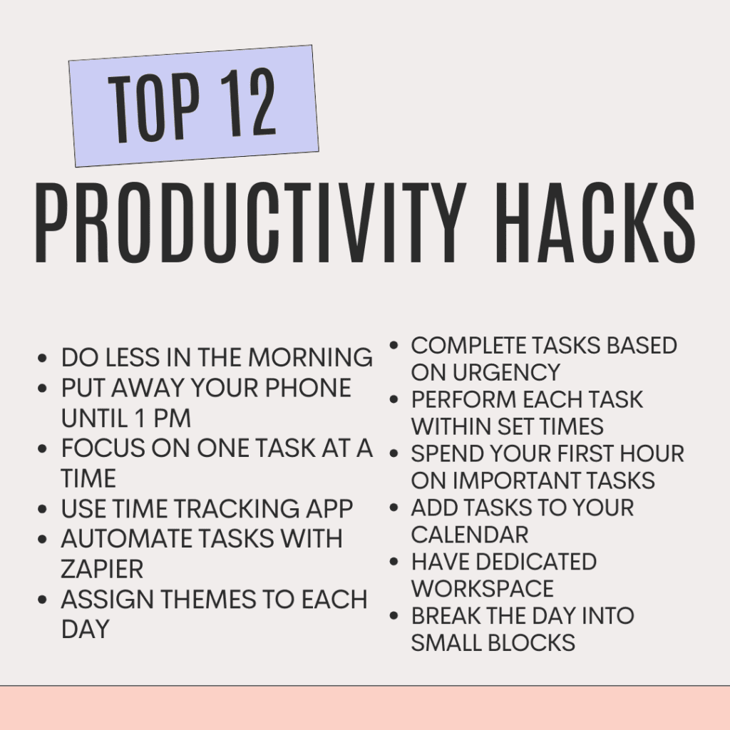 Productivity Hacks: 12 Tips to Get More Done in a Work Day 2 Top 12 hacks
