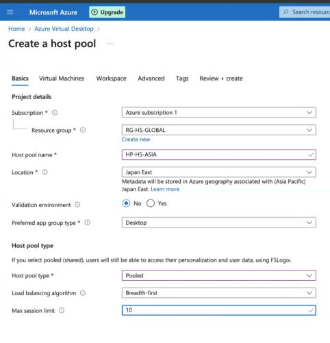 Pooled host pool