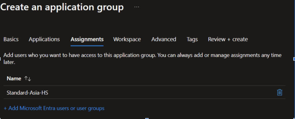 Application group access
