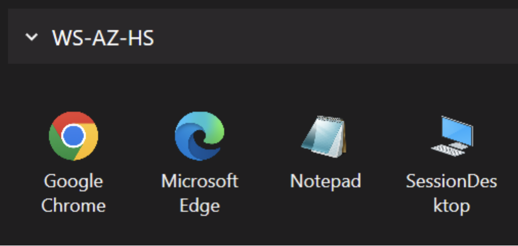 Streaming Apps shown when user accesses the workspace