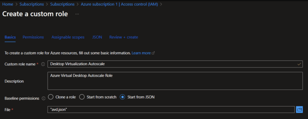 Create Custom Role for AVD AutoScale