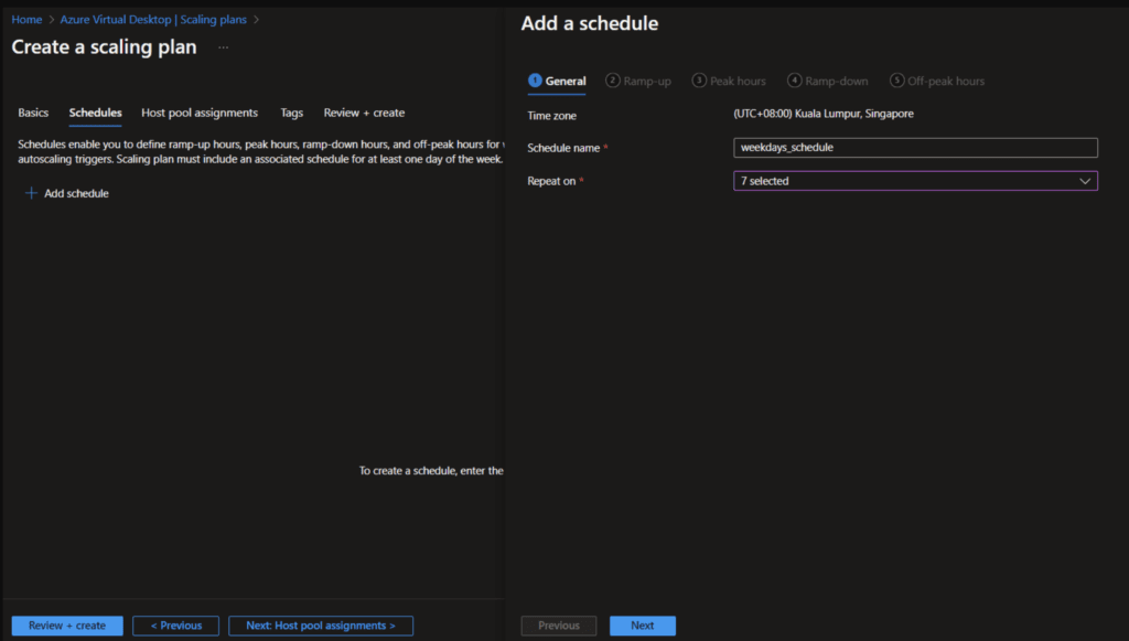 Create Schedule for Scaling in AVD