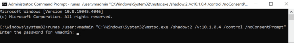 Run rdp shadow on machine