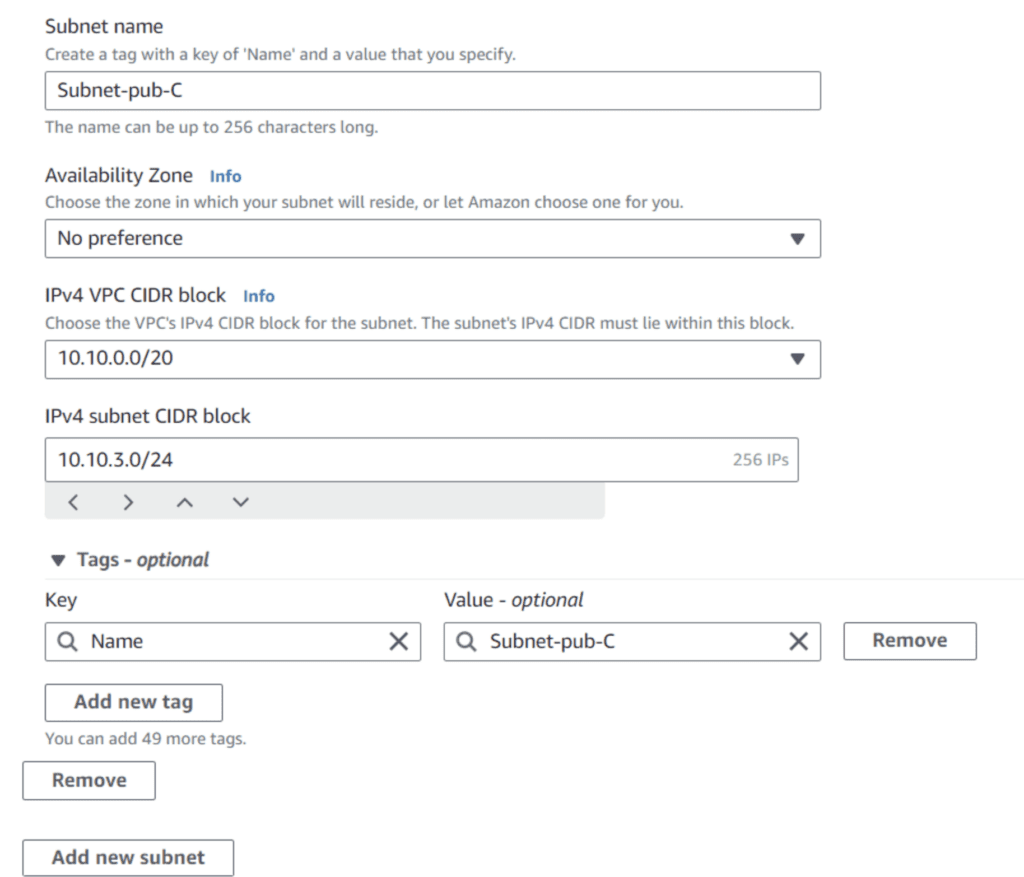 Create public Subnet-C