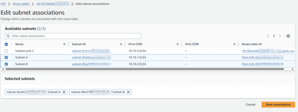 Associate the private subnet to the private route table