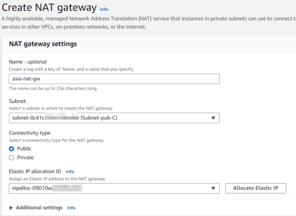 Create NAT Gateway in public subnet