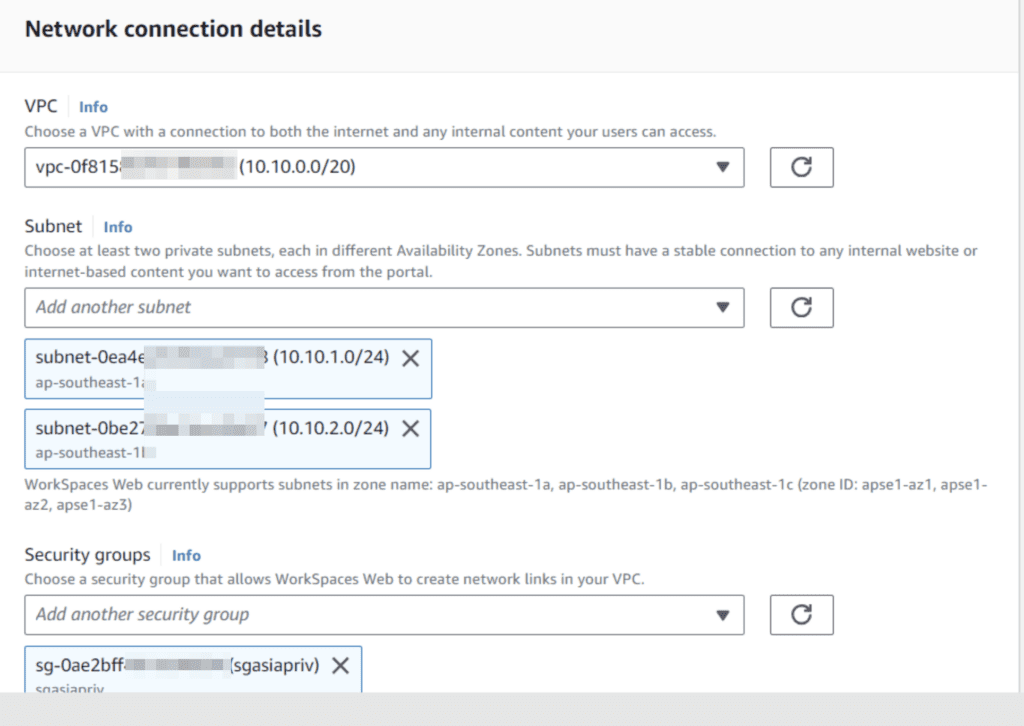 Define VPC,Subnets and Security Groups for the Web Portal
